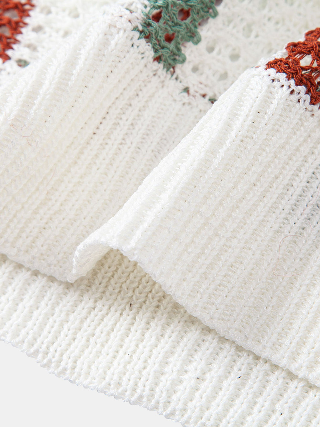 Stripe Crochet V Neck Knit Tank Top