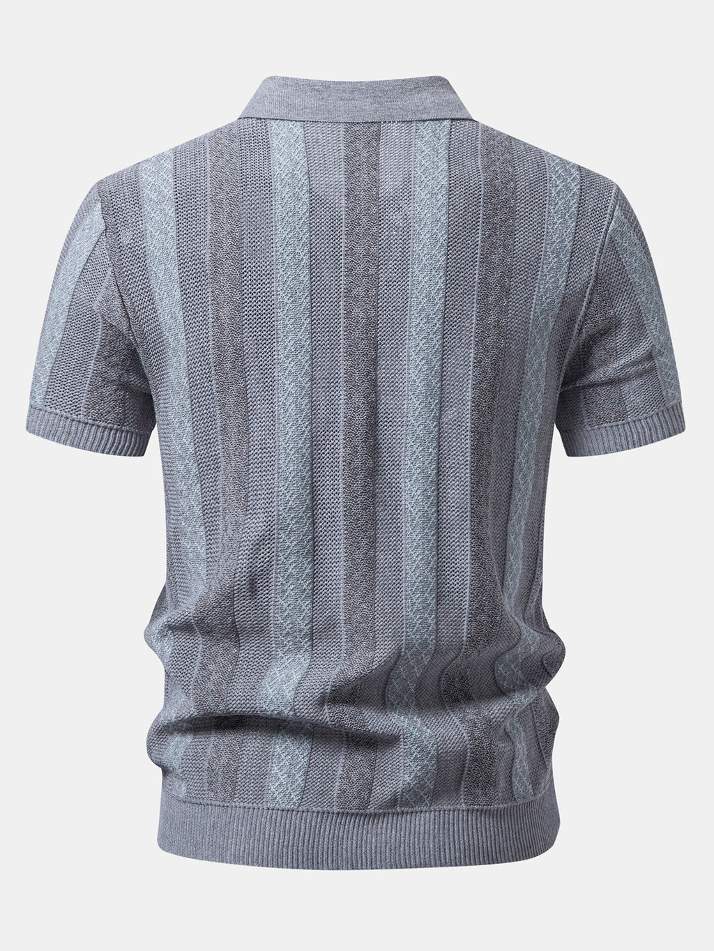 Striped Textured Knit Polo & Elastic Waist Chino Shorts