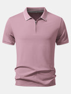 Contrast Trim Zipper Polo