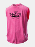 Vintage Print Washed Distressed Tank Top