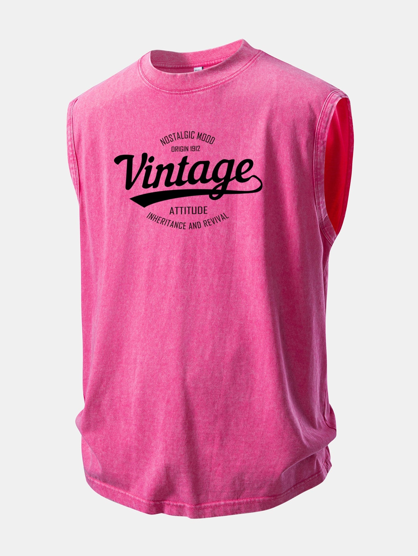 Vintage Print Washed Distressed Tank Top