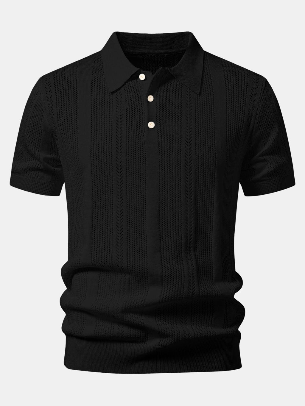 Striped Open Knit Polo