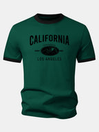 California Mountain Print Contrast Ringer T-Shirt
