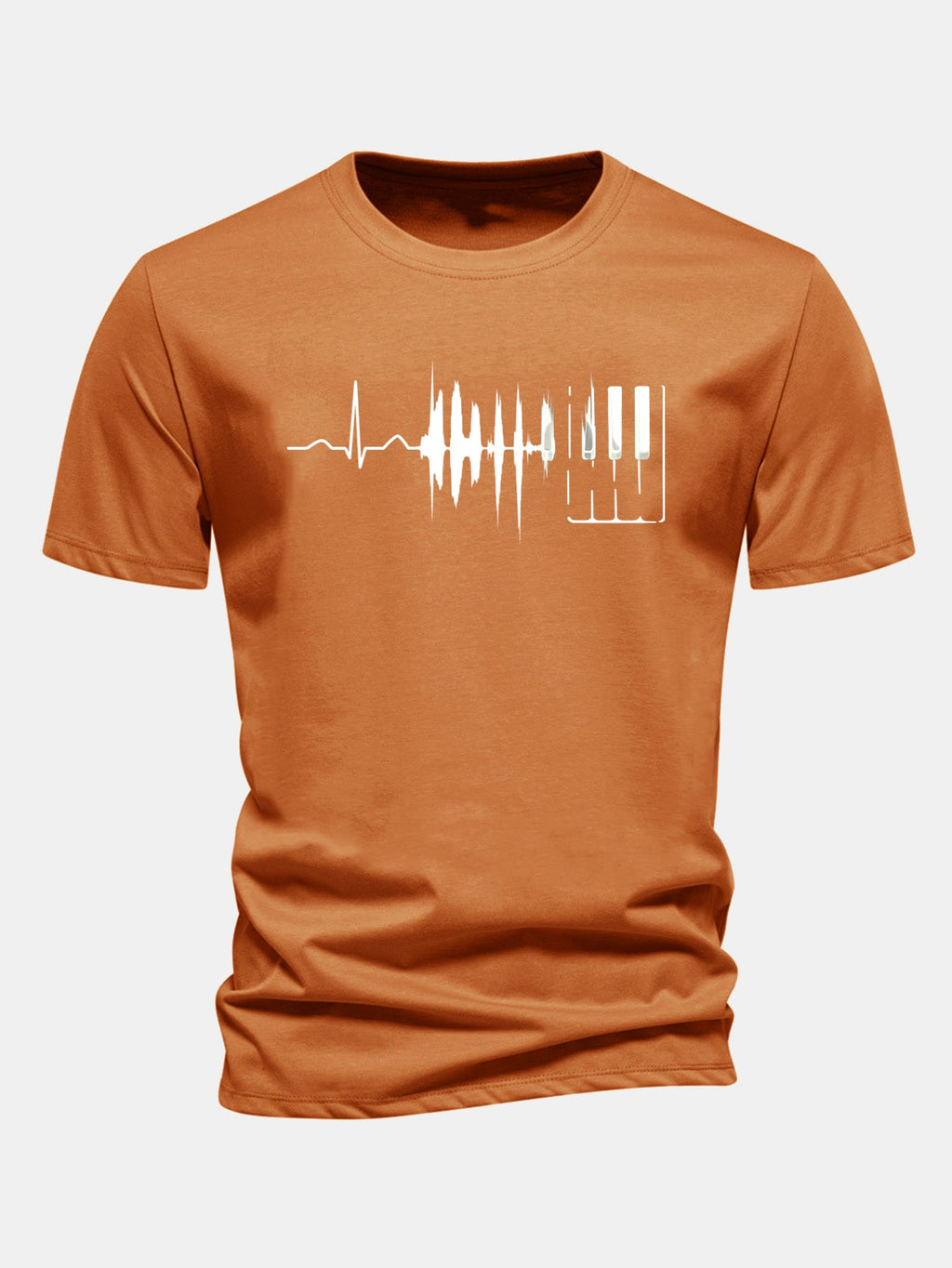 Regular Fit Keyboard Heartbeat Print Cotton T-Shirt