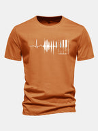 Regular Fit Keyboard Heartbeat Print Cotton T-Shirt