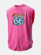 U.S. Route 66 Print Washed Distressed Tank Top