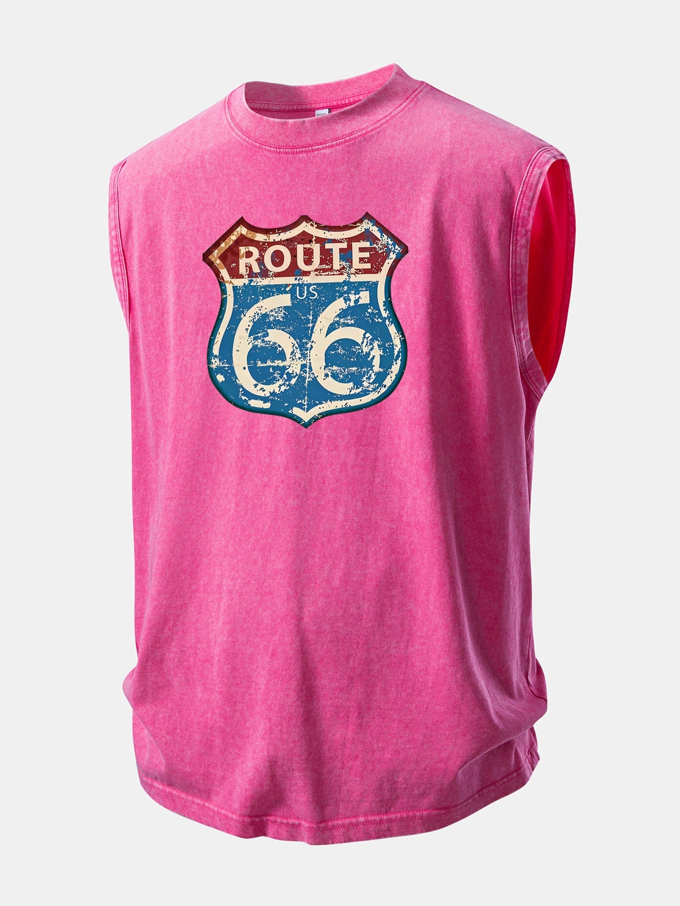 U.S. Route 66 Print Washed Distressed Tank Top