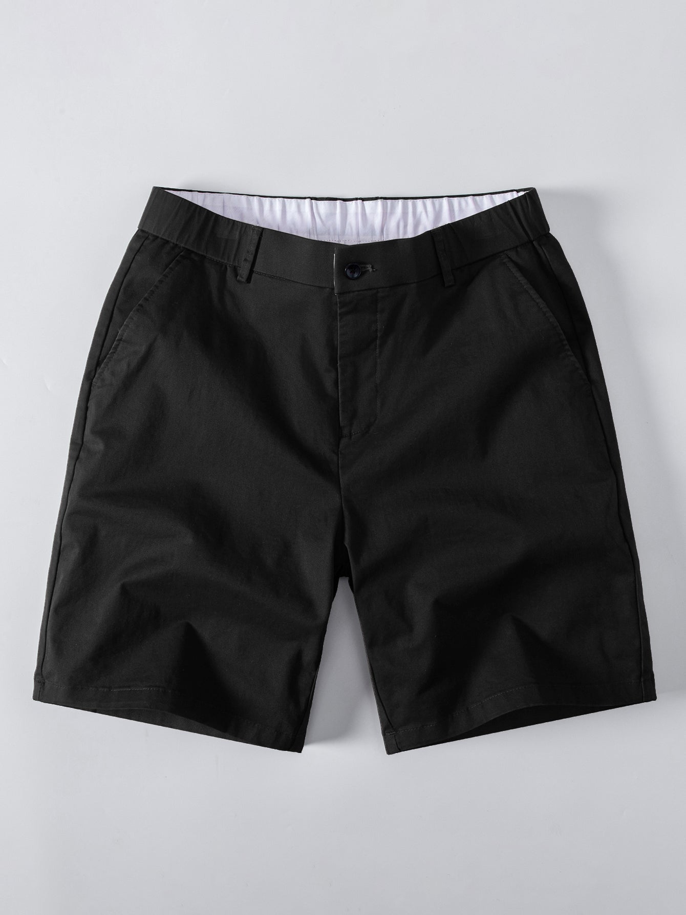 Contrast Striped Ribbed Knit Polo & Elastic Waist Chino Shorts