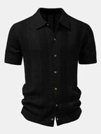 Linen Textured Knit Shirt & Slim Fit Tapered Trousers