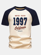1997 California Print Cotton Raglan Sleeve T-Shirt