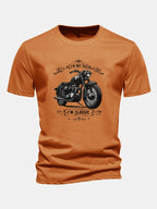 Regular Fit Classic Motorcycle Print Cotton T-Shirt