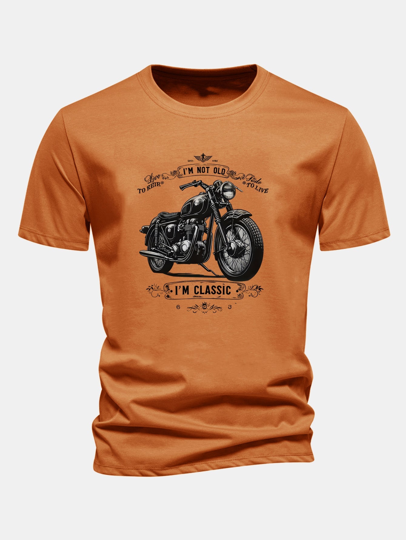 Regular Fit Classic Motorcycle Print Cotton T-Shirt