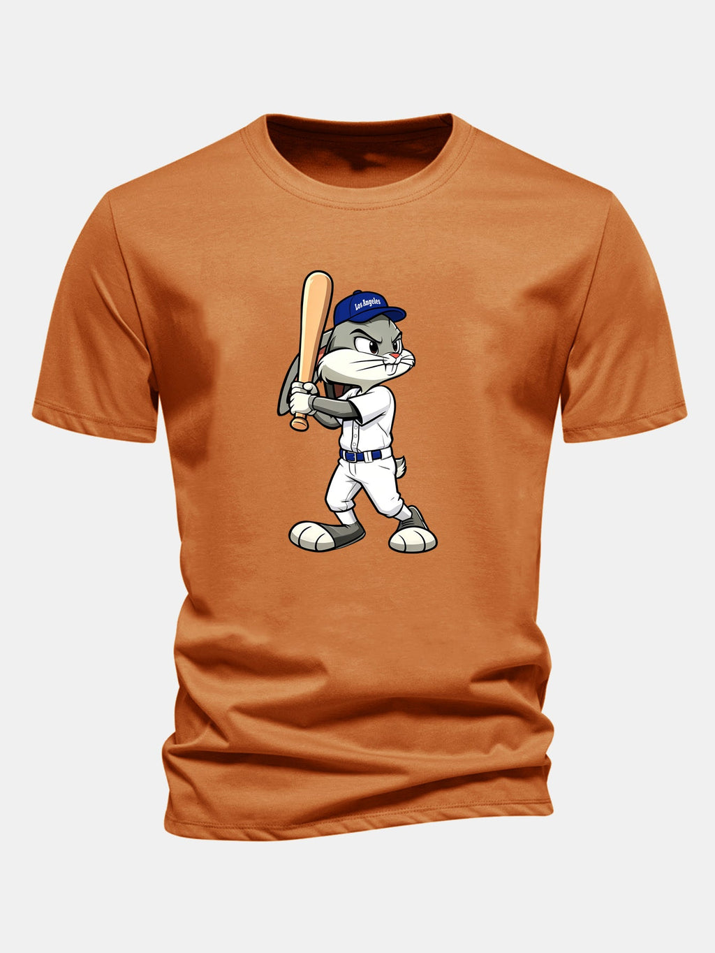 Regular Fit Baseball Rabbit Print Cotton T-Shirt