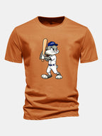 Regular Fit Baseball Rabbit Print Cotton T-Shirt