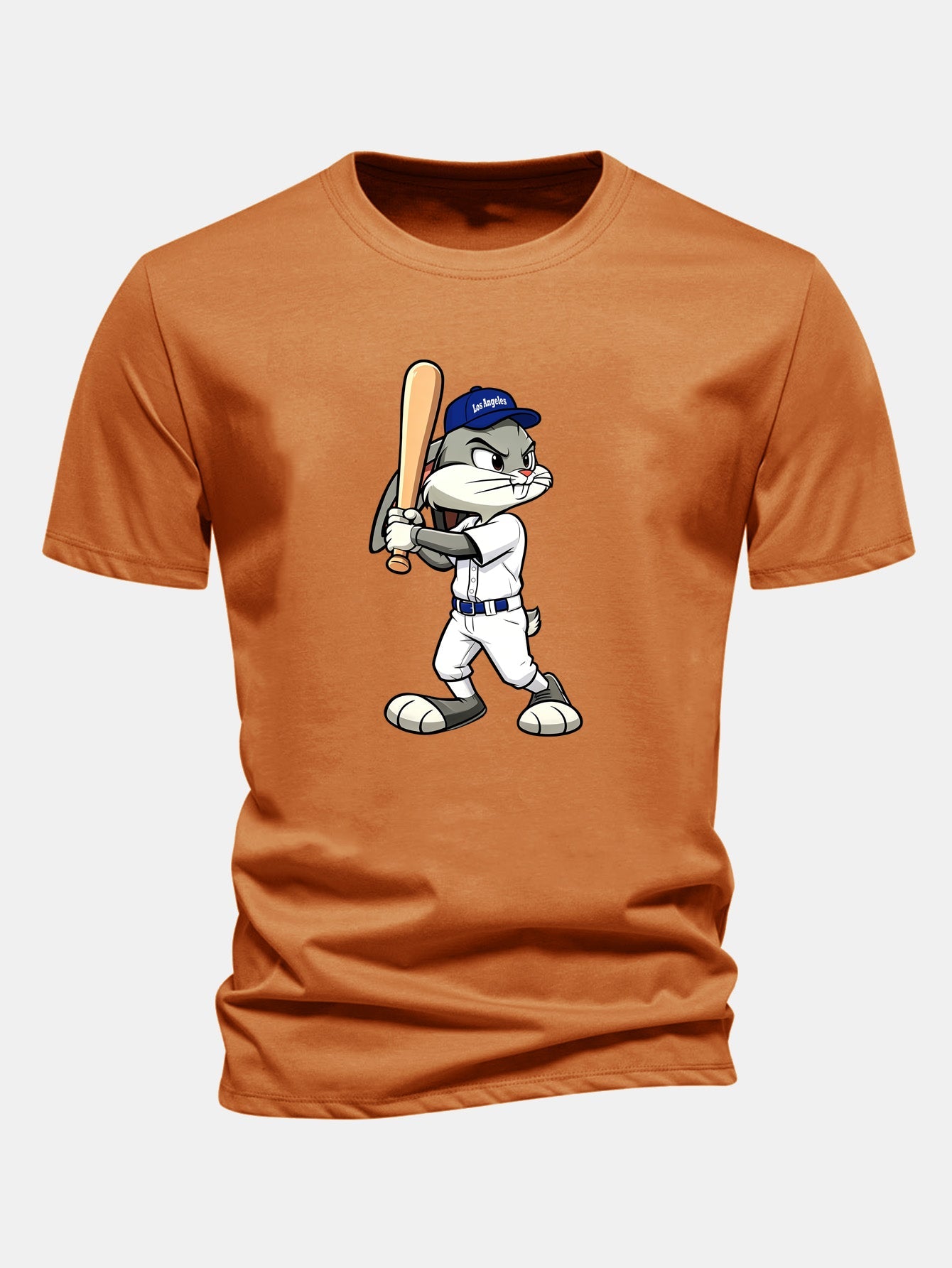 Regular Fit Baseball Rabbit Print Cotton T-Shirt