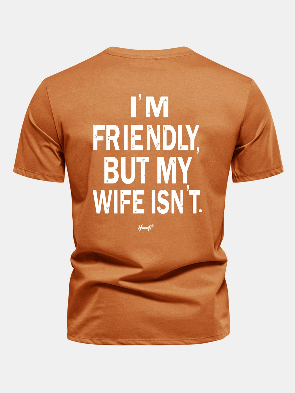 Regular Fit I Am Friendly But My Wife Is Not Back Print Cotton T-Shirt