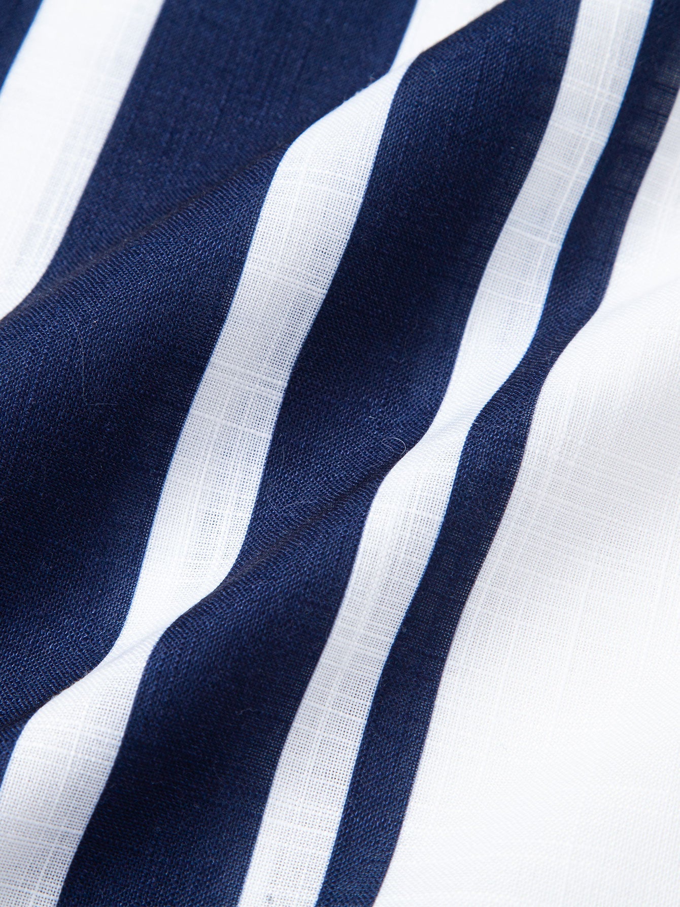 Linen Look Stripe Cuban Collar Shirt
