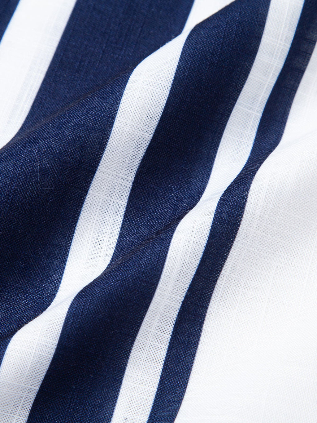 Linen Look Stripe Cuban Collar Shirt & Crinkle Textured Straight Leg Pants