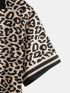 Contrast Trim Leopard Print Shirt