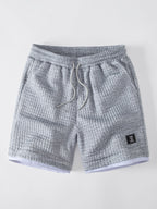 2 In 1 Waffle Notched Collar T-Shirt & Drawstring 7" Shorts Set