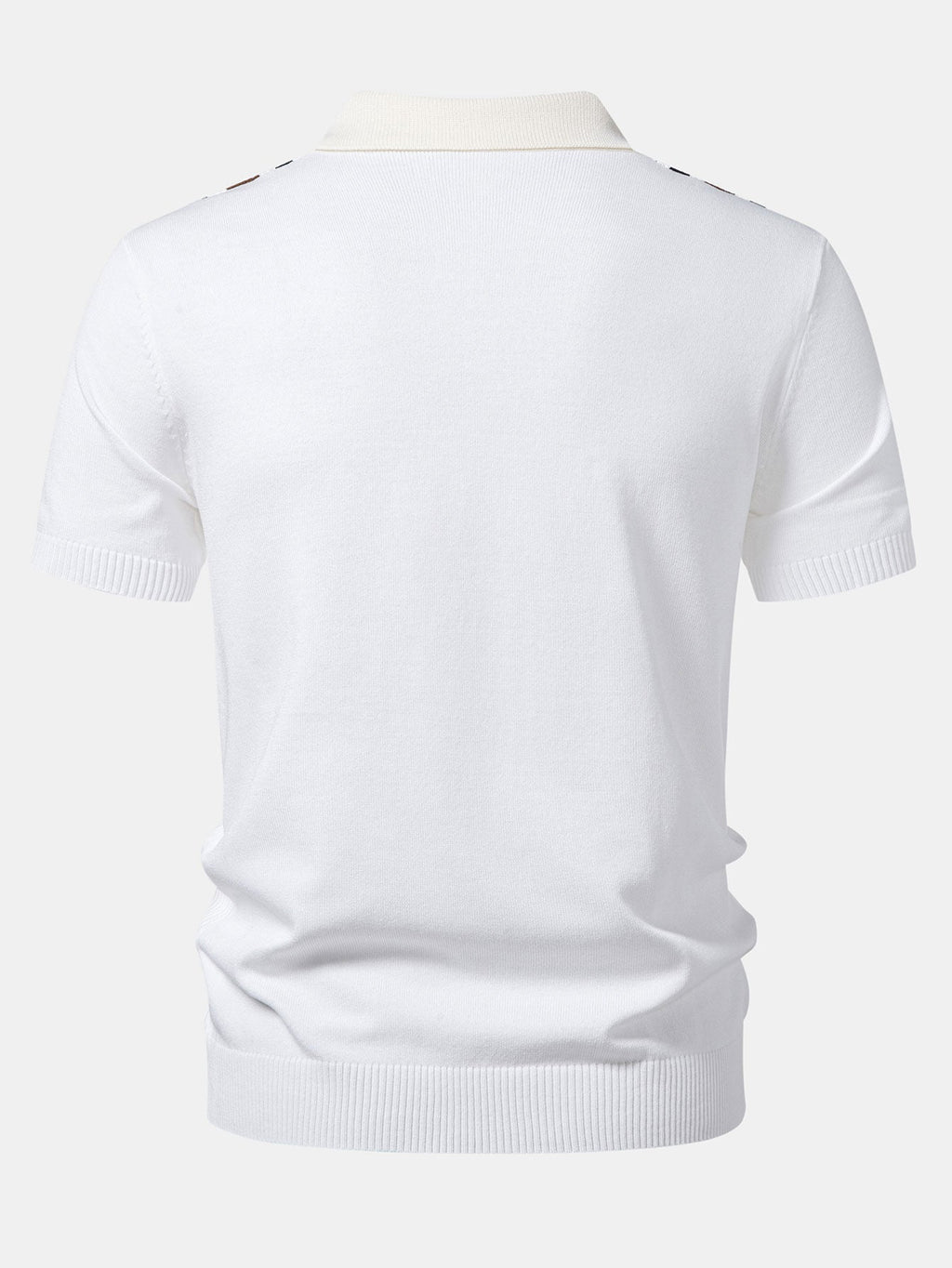Contrast Striped Ribbed Knit Polo