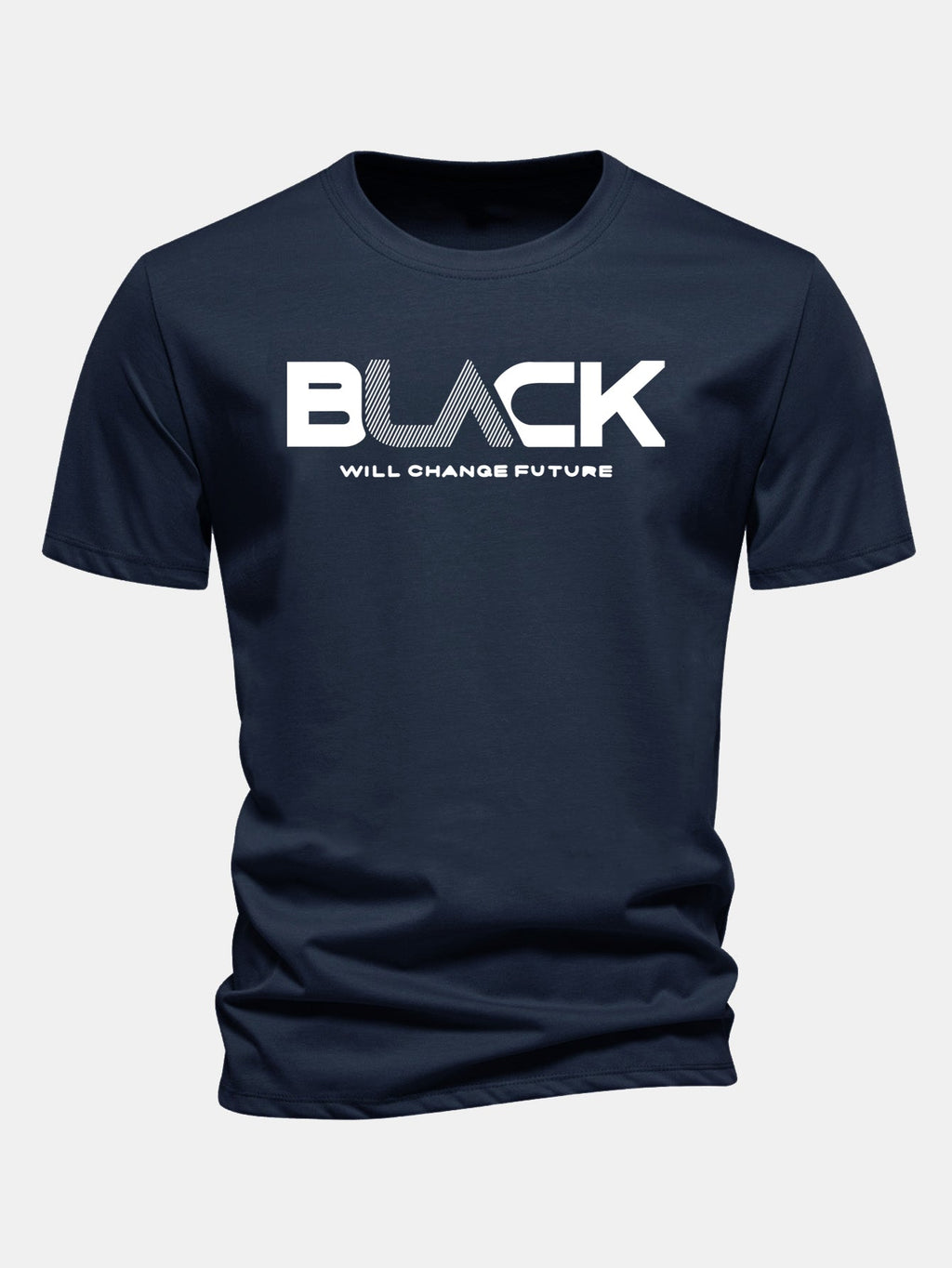 Regular Fit Black Print Cotton T-Shirt
