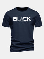 Regular Fit Black Print Cotton T-Shirt