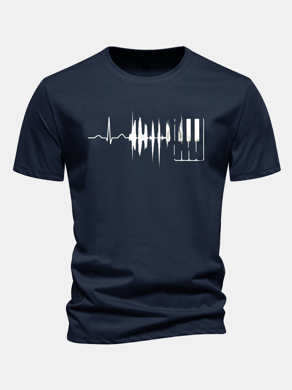 Regular Fit Keyboard Heartbeat Print Cotton T-Shirt