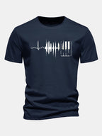Regular Fit Keyboard Heartbeat Print Cotton T-Shirt