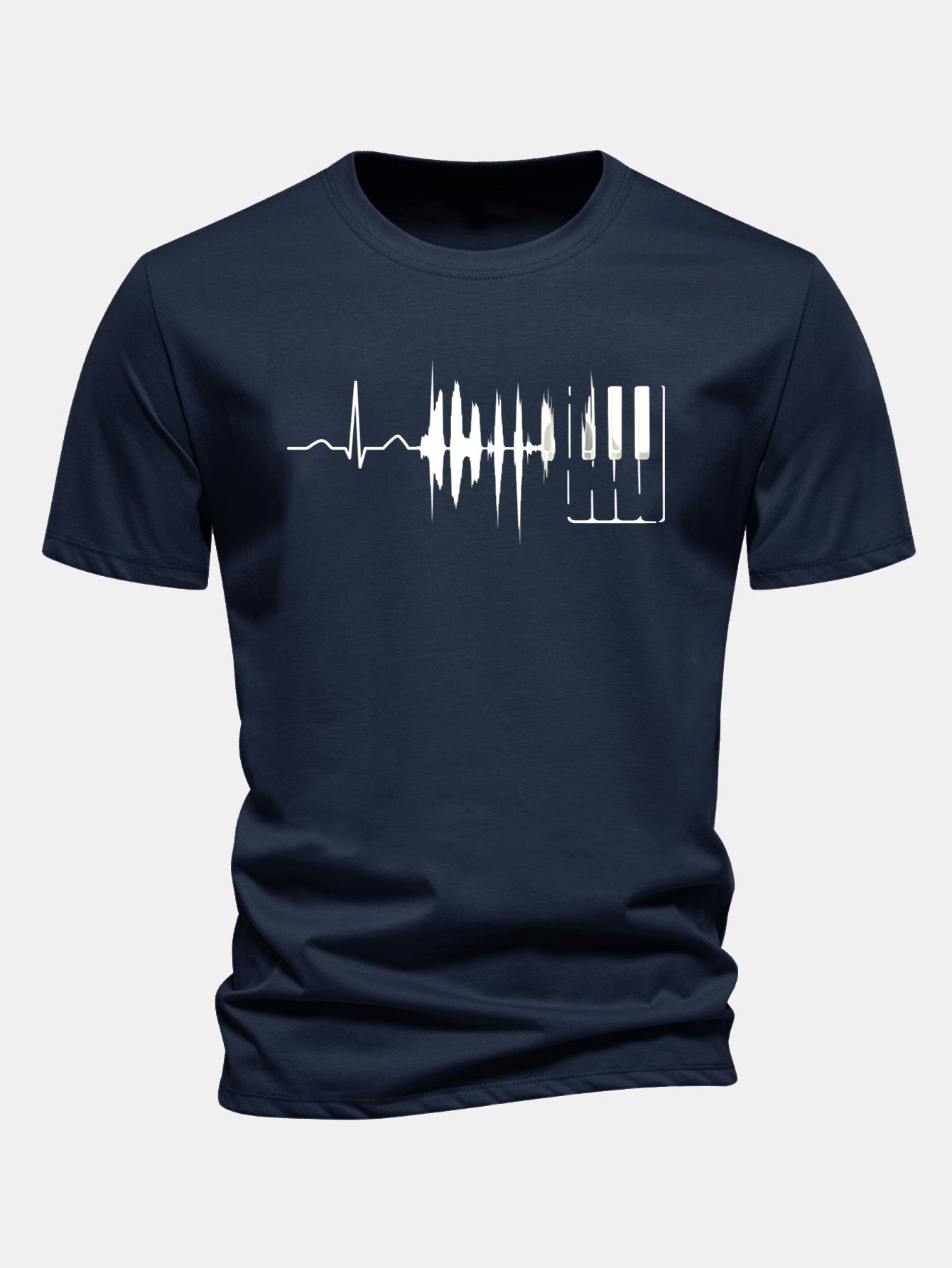Regular Fit Keyboard Heartbeat Print Cotton T-Shirt