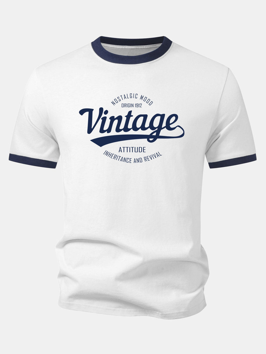 Vintage Print Contrast Ringer T-Shirt