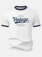 Vintage Print Contrast Ringer T-Shirt