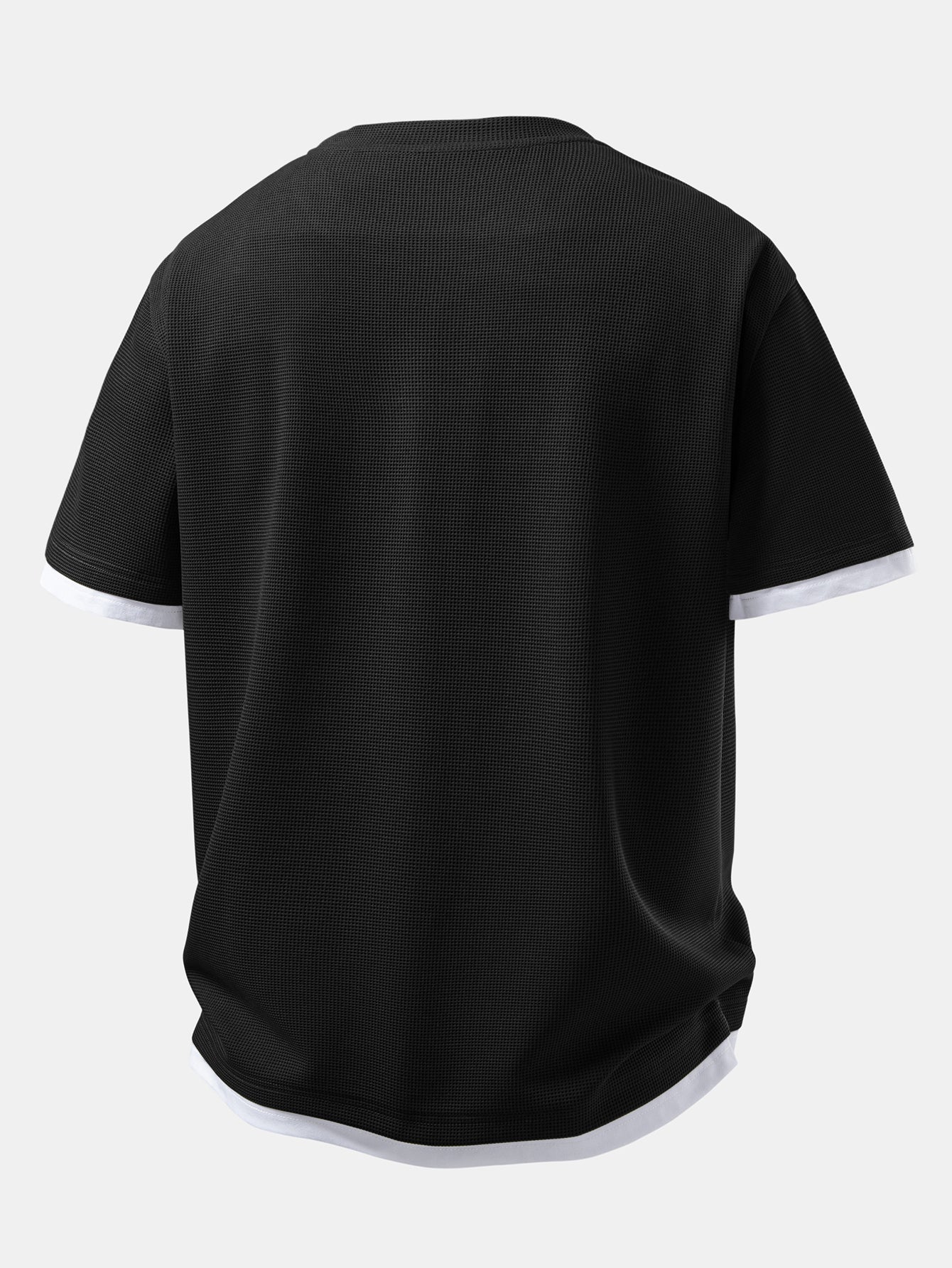 Relax Fit 2 In 1 Waffle Crew Collar T-Shirt