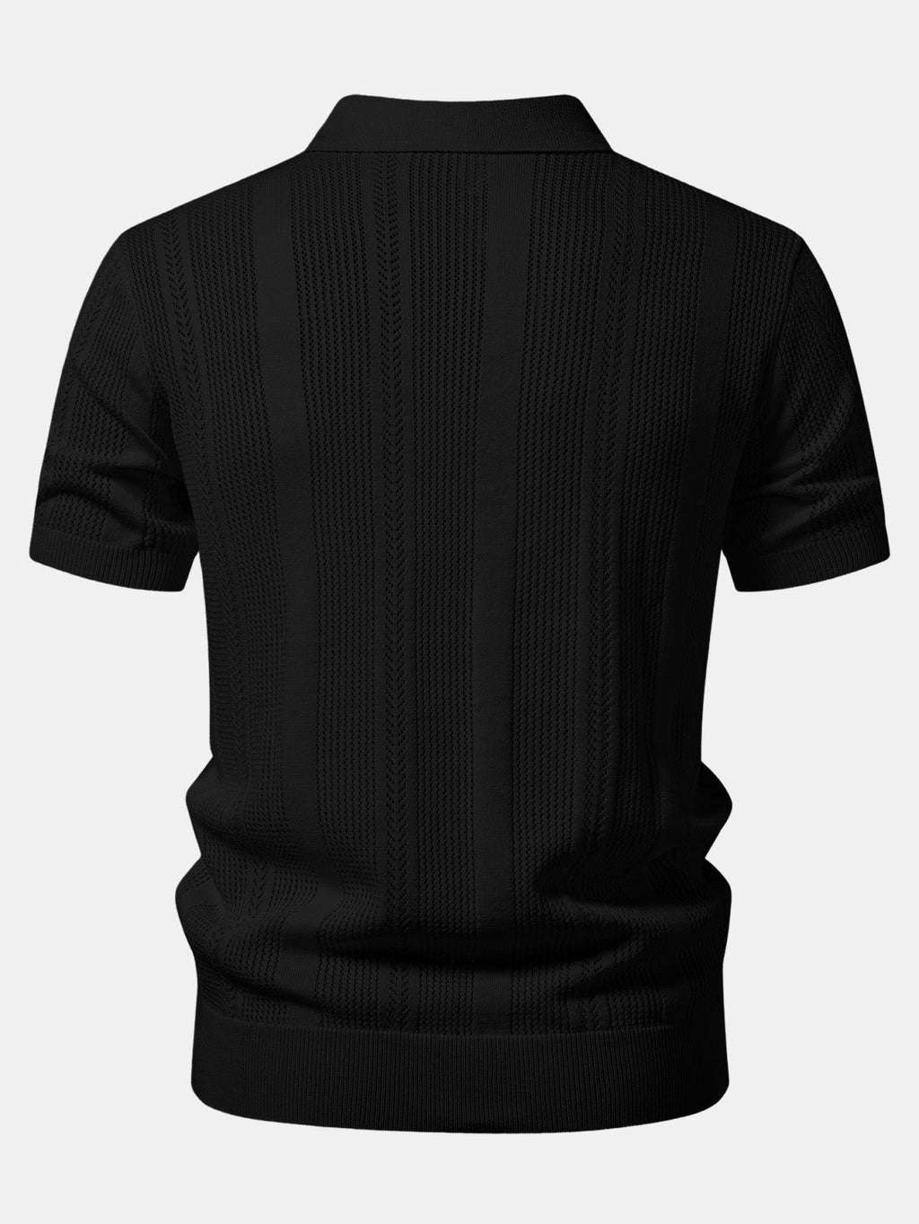 Striped Open Knit Polo