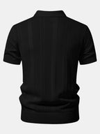 Striped Open Knit Polo