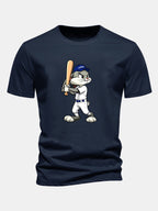 Regular Fit Baseball Rabbit Print Cotton T-Shirt