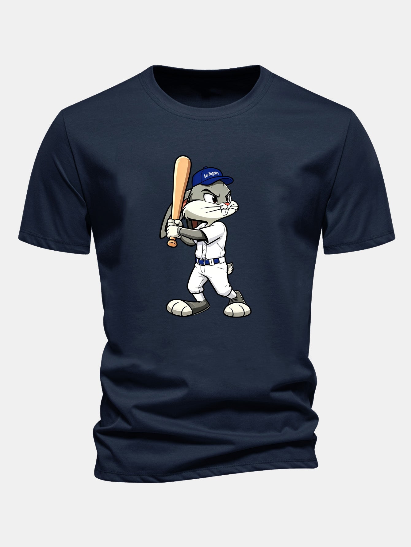 Regular Fit Baseball Rabbit Print Cotton T-Shirt