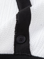 Contrast Trim Deep V Neck Textured Knit T-Shirt