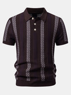 Striped Textured Knit Polo & Elastic Waist Chino Shorts