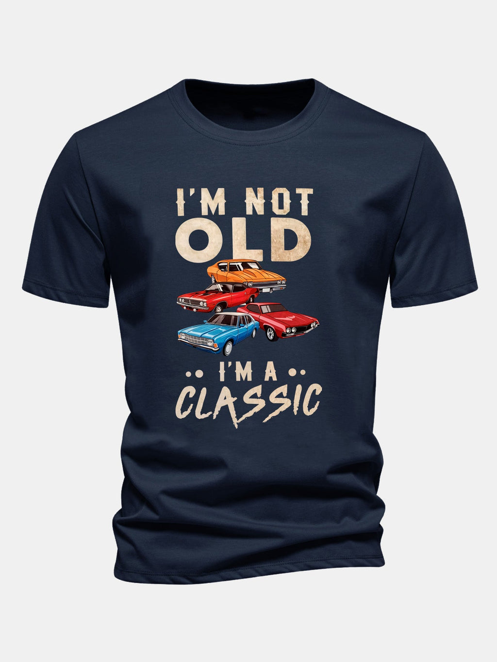 Regular Fit Vintage Car Print Cotton T-Shirt