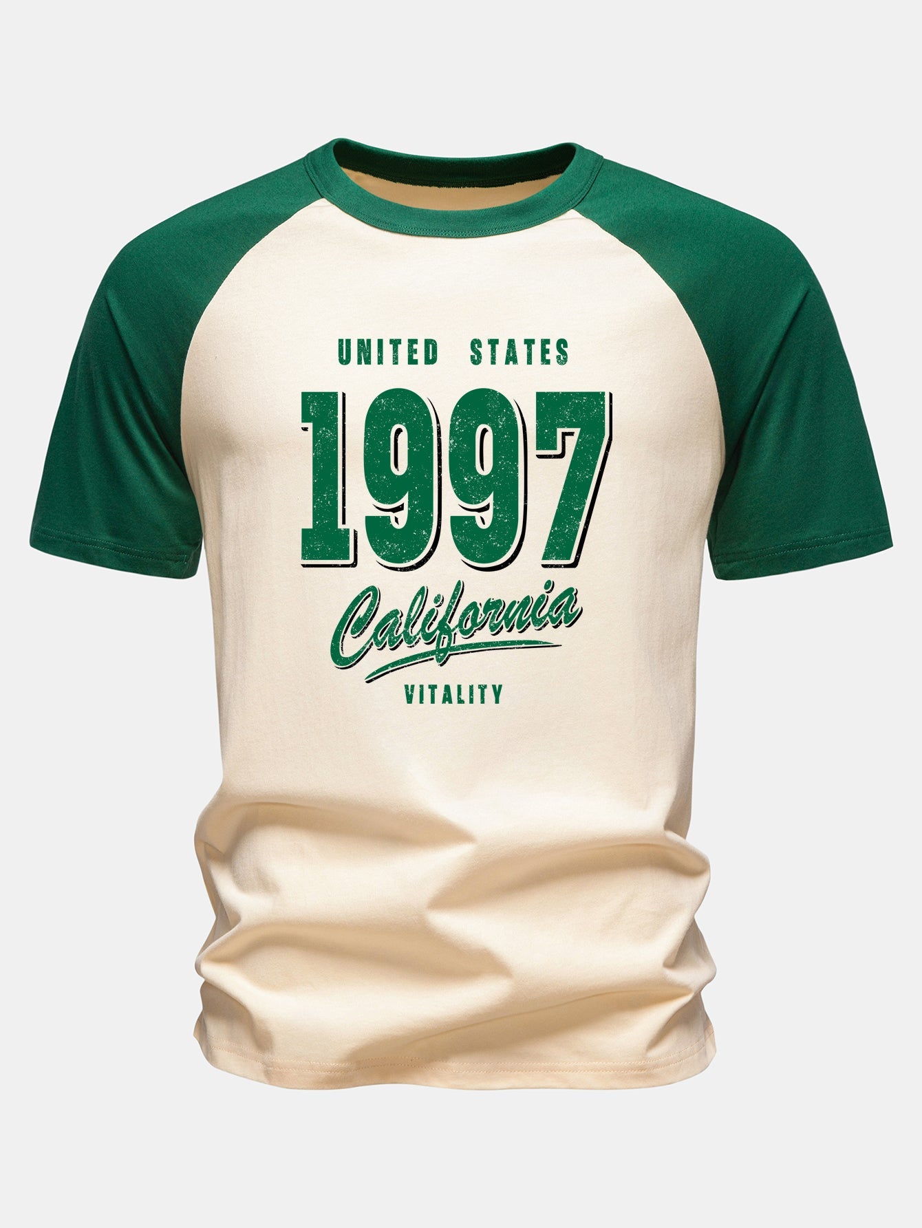 1997 California Print Cotton Raglan Sleeve T-Shirt