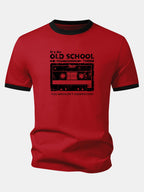 Cassette Tape Print Contrast Ringer T-Shirt