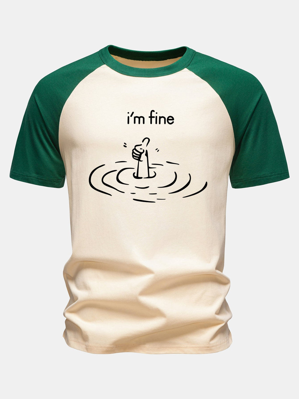 I'm Fine Print Cotton Raglan Sleeve T-Shirt
