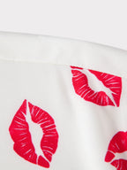 Rose Lip Print Button Up Shirt