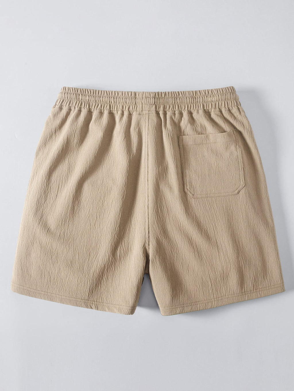 Open Knit Textured Cuban Collar Shirt & Crinkle Textured Drawstring 5" Shorts