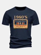 Regular Fit 1980's Cassette Tape Print Cotton T-Shirt