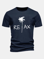 Regular Fit Relax Palm Tree Print Cotton T-Shirt