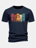 Regular Fit Colorful Mountain Print Cotton T-Shirt