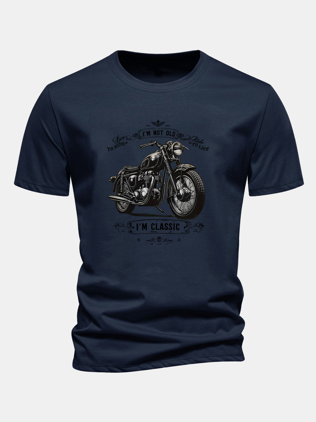 Regular Fit Classic Motorcycle Print Cotton T-Shirt
