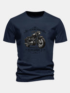 Regular Fit Classic Motorcycle Print Cotton T-Shirt